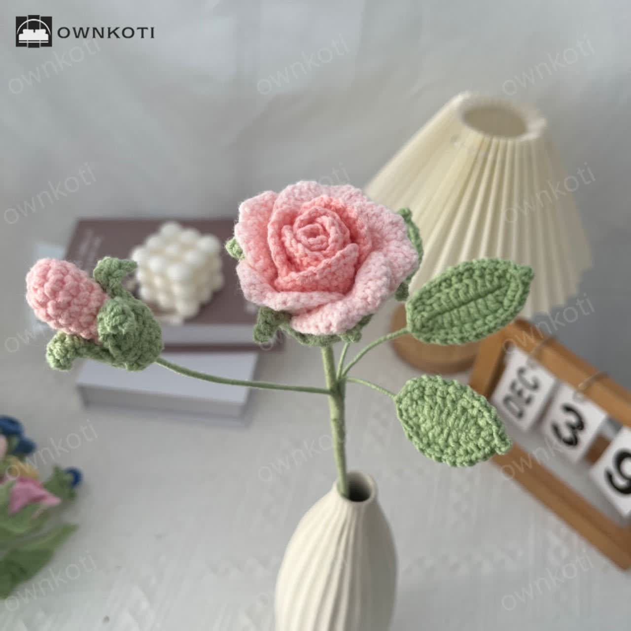 Handmade Knitted Crochet Artificial Camellia