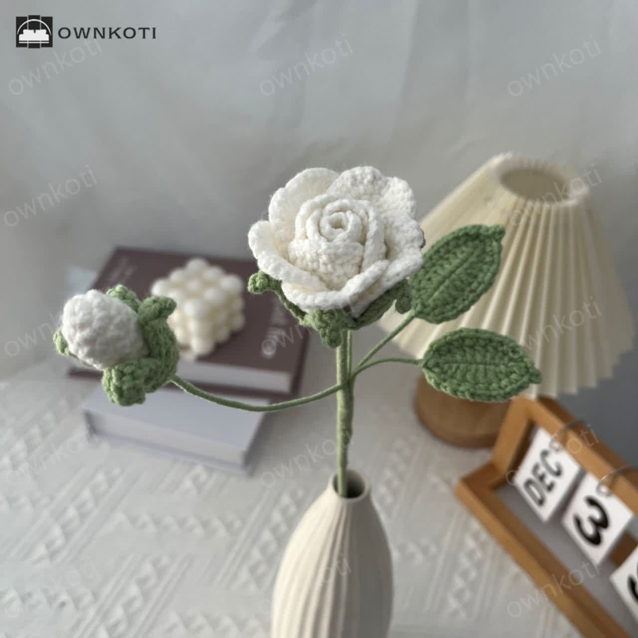 Handmade Knitted Crochet Artificial Camellia
