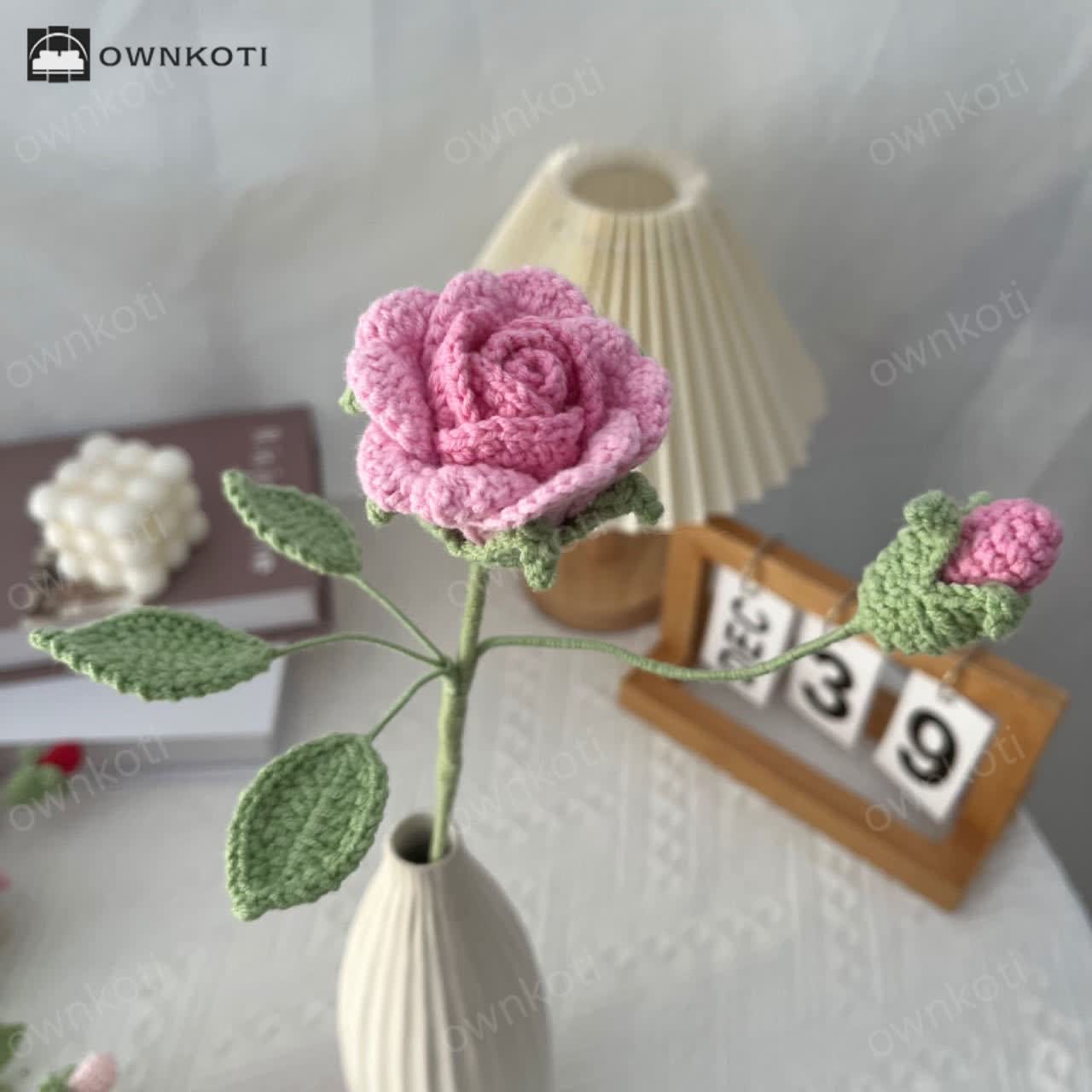 Handmade Knitted Crochet Artificial Camellia