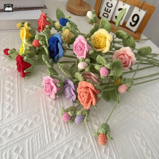 Handmade Knitted Crochet Artificial Camellia