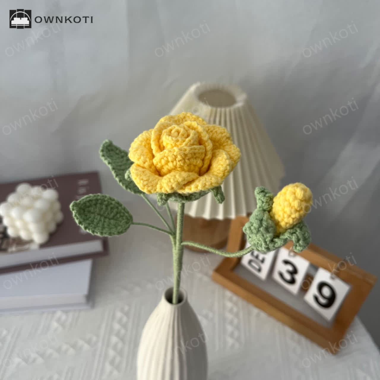 Handmade Knitted Crochet Artificial Camellia