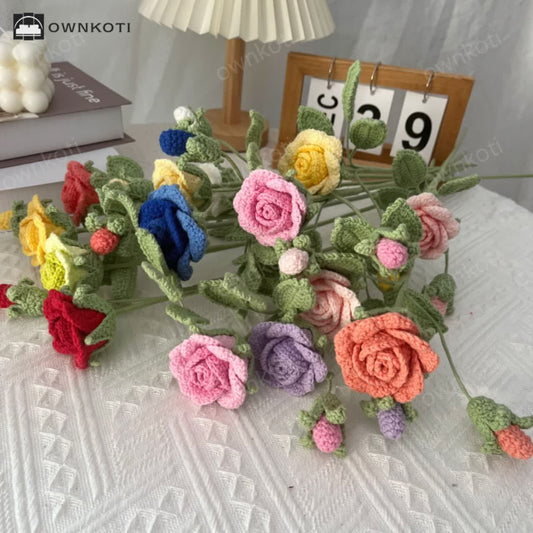 Handmade Knitted Crochet Artificial Camellia