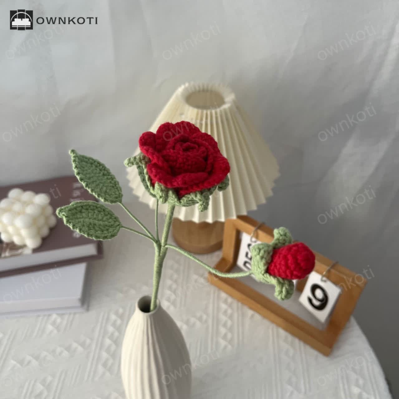 Handmade Knitted Crochet Artificial Camellia