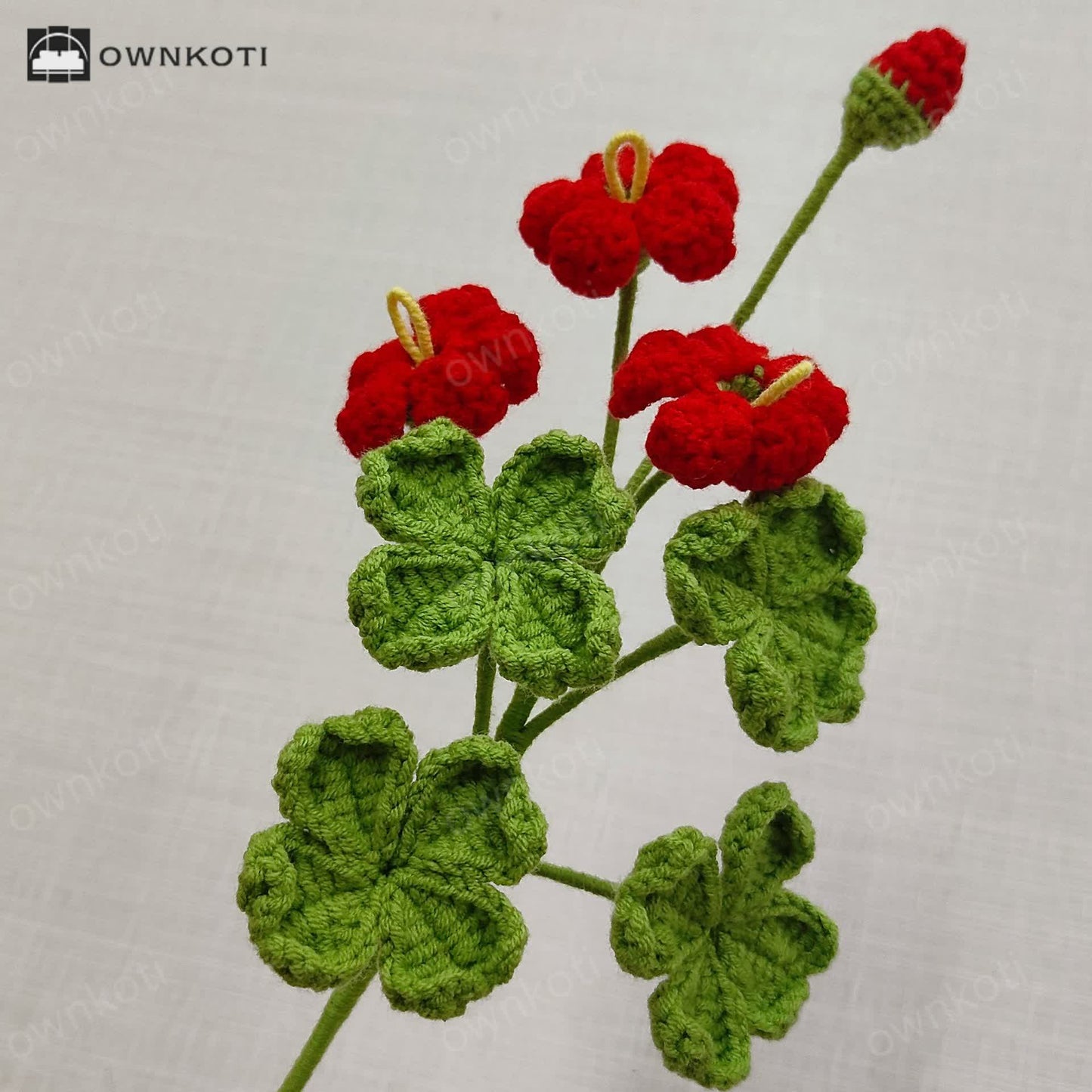 Handmade Knitted Crochet Four-Leaf Clover Bouquet
