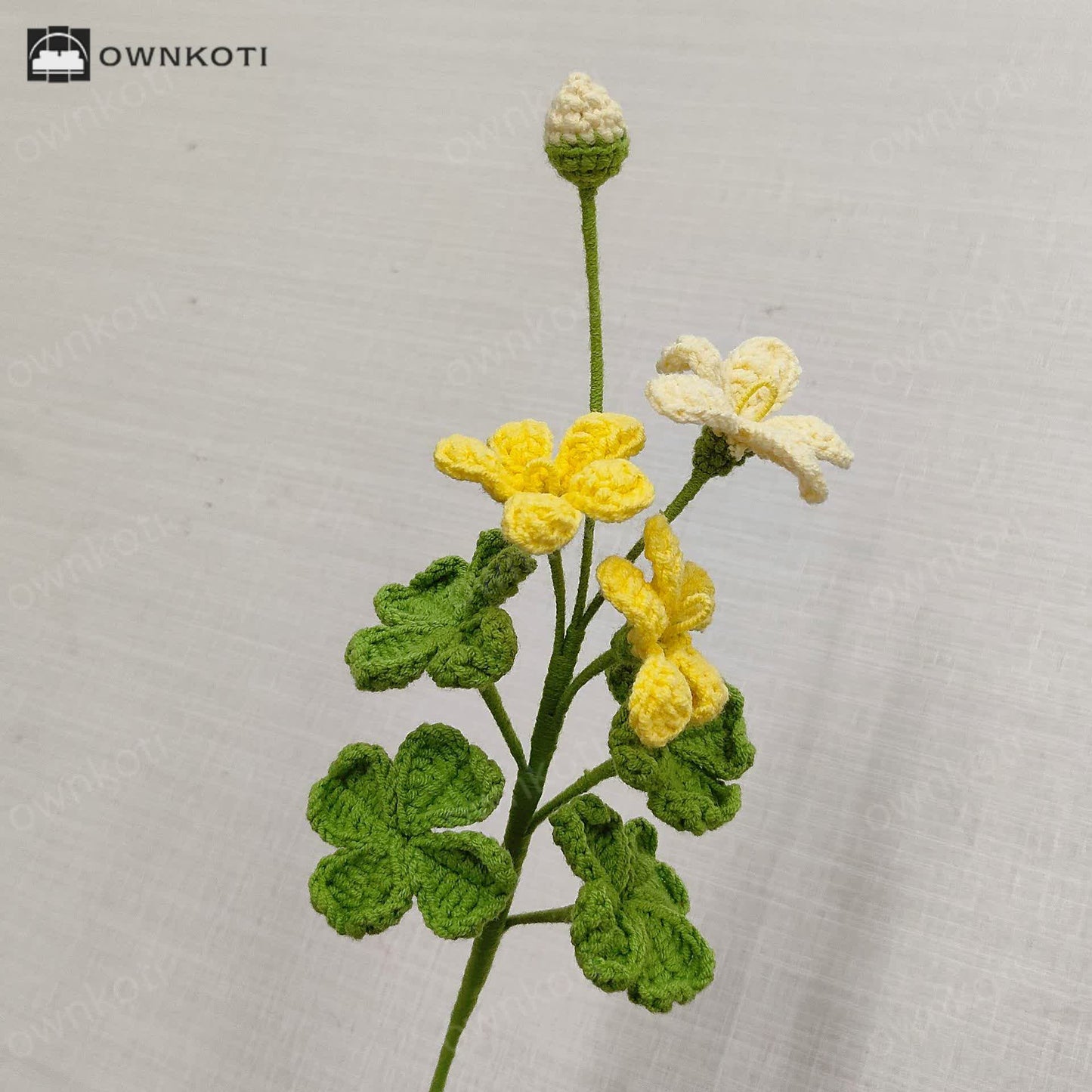 Handmade Knitted Crochet Four-Leaf Clover Bouquet