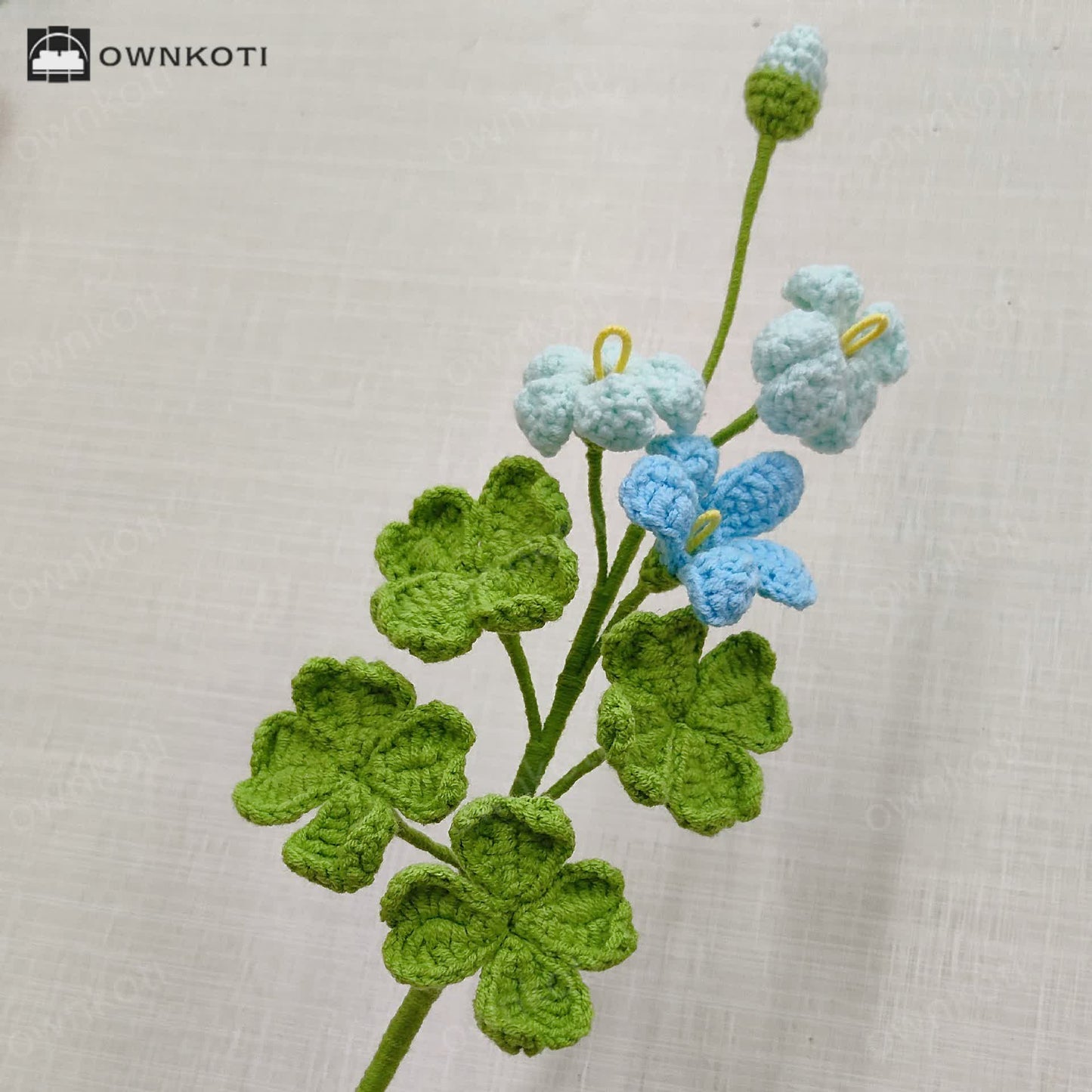 Handmade Knitted Crochet Four-Leaf Clover Bouquet