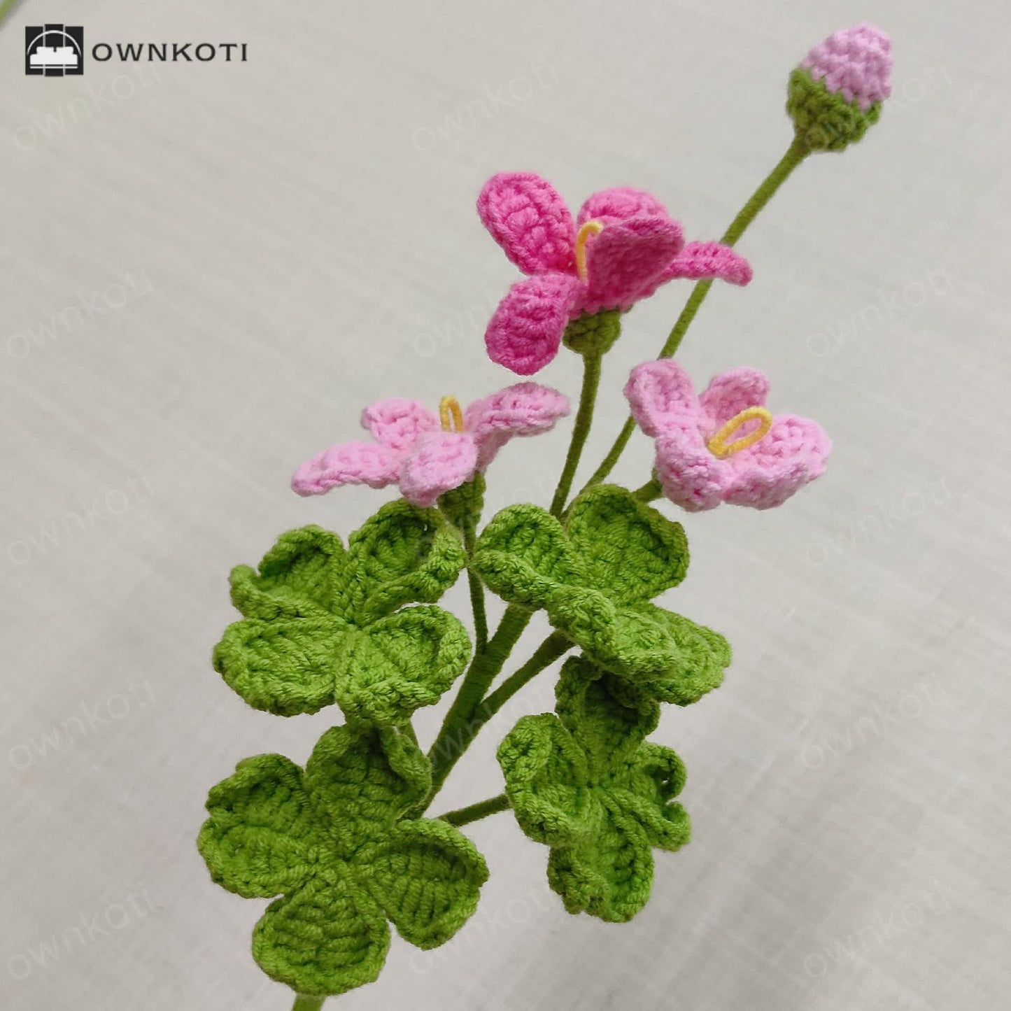 Handmade Knitted Crochet Four-Leaf Clover Bouquet