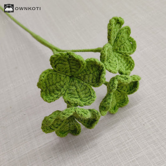 Handmade Knitted Crochet Four Leaf Clover