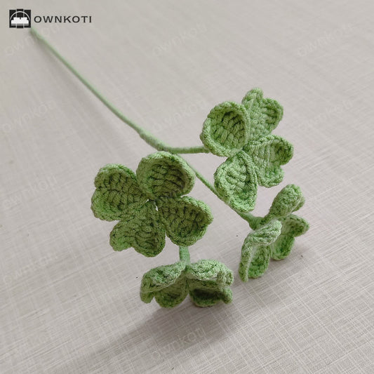 Handmade Knitted Crochet Four Leaf Clover