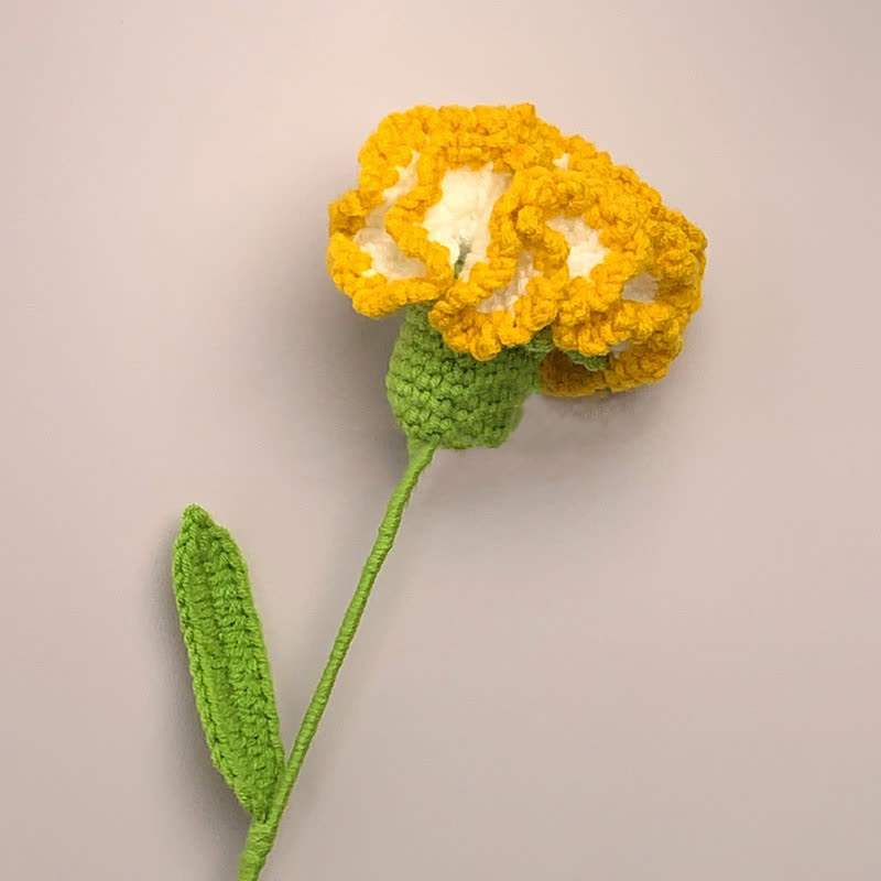 Creative Handmade Knitted Crochet Carnation - Gradient Yellow - 3PCS - 3.15"W x 3.15"L x 13.39"H - image 4