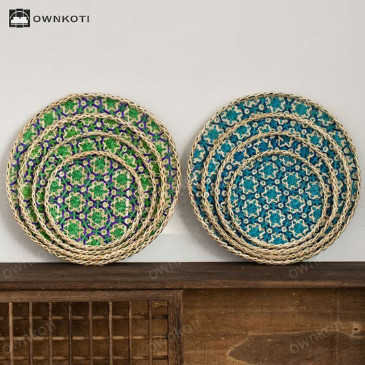 Hand-woven Colorful Rattan Storage Round Basket