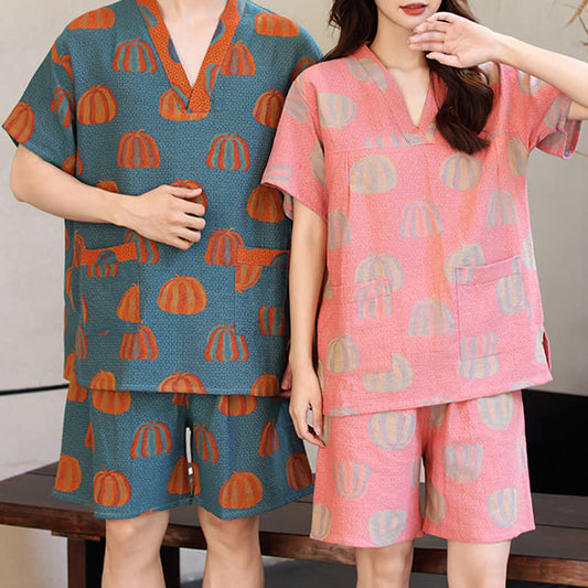 Plus Size Cotton Pumpkin Couple Pajama Set - image 0