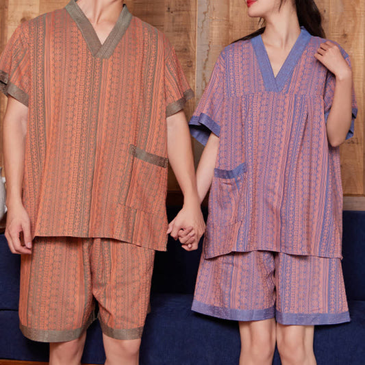 Plus Size Cotton Couple V-neck Nightwear Set - image 1