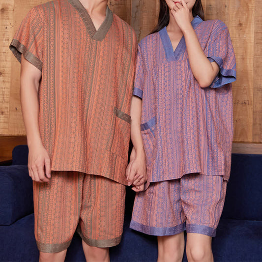 Plus Size Cotton Couple V-neck Nightwear Set - image 0