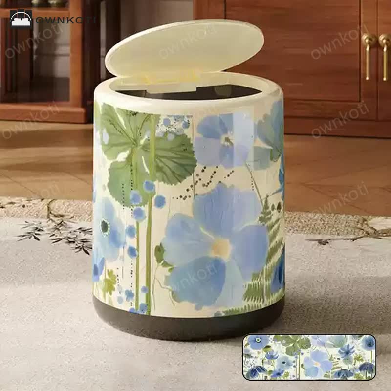 Floral Large Capacity Decorative Trash Bin