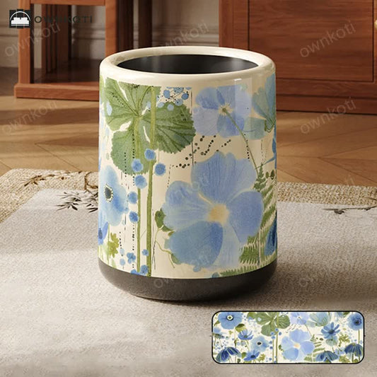 Floral Large Capacity Decorative Trash Bin