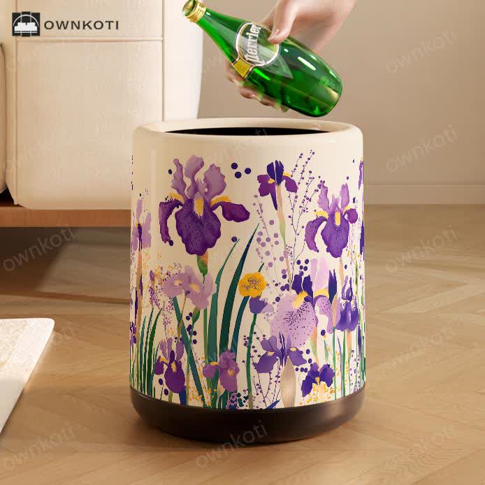 Floral Large Capacity Decorative Trash Bin