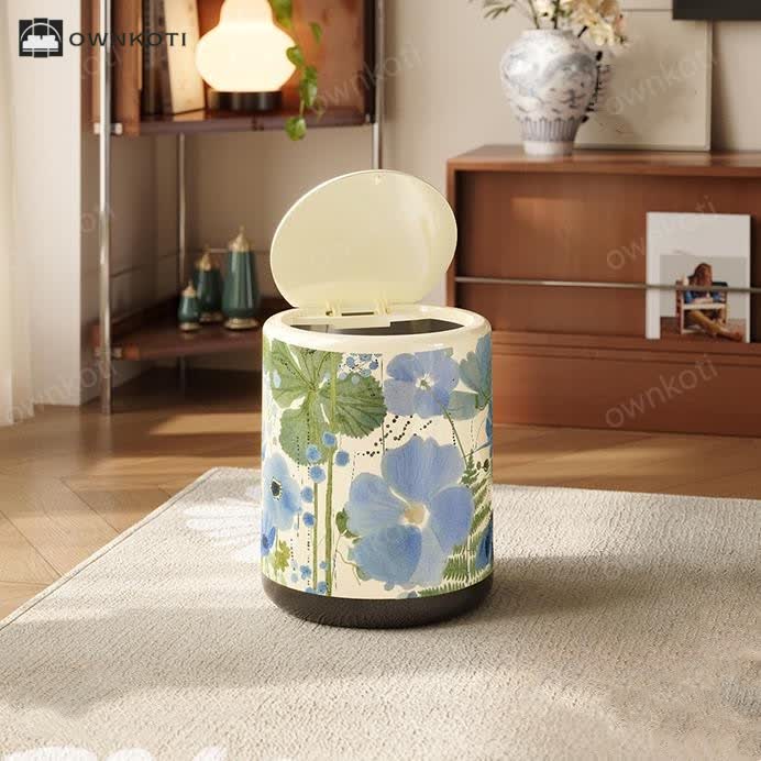 Floral Large Capacity Decorative Trash Bin