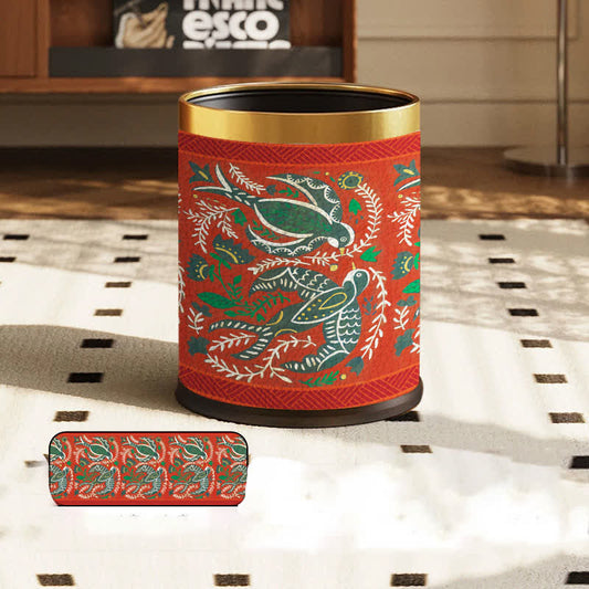 Floral Bird Large Capacity Durable Trash Bin