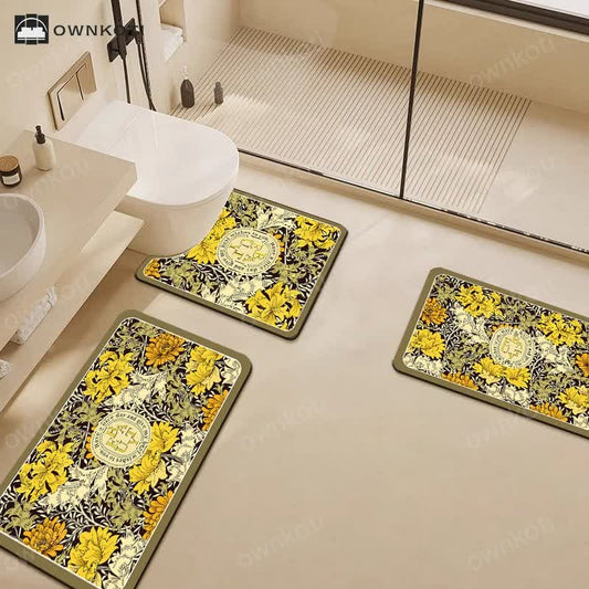 Elegant Floral Diatom Mud Water-absorbent Anti-slip Bath Mat
