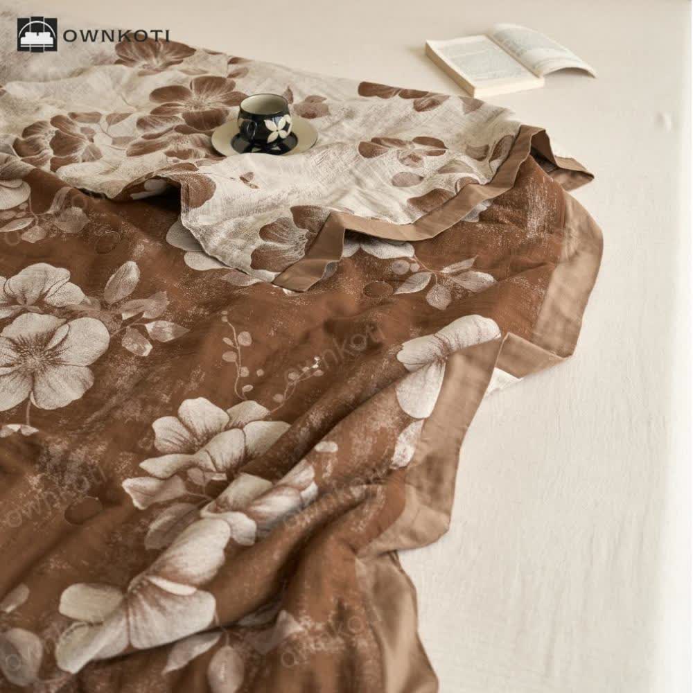 Cotton Gauze Jacquard Floral Retro Quilt