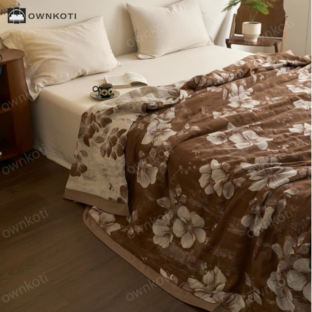 Cotton Gauze Jacquard Floral Retro Quilt