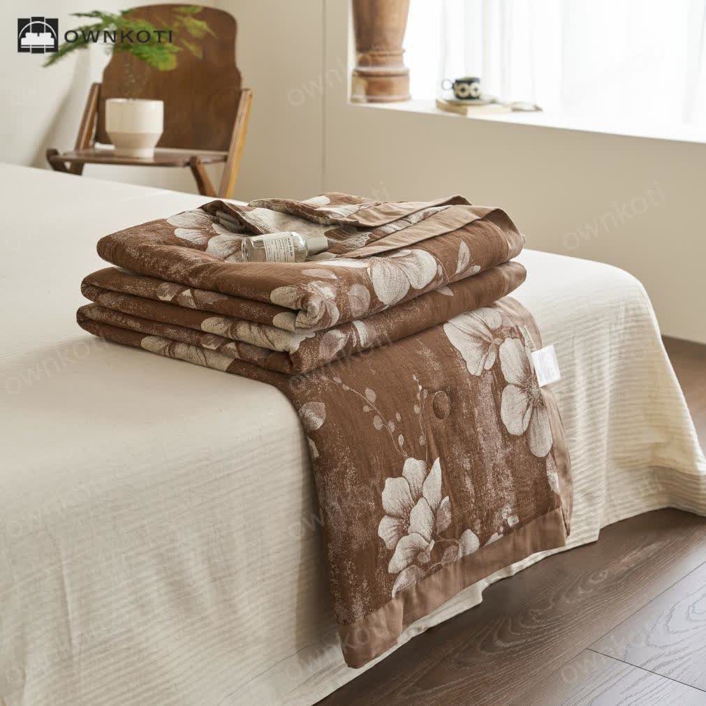 Cotton Gauze Jacquard Floral Retro Quilt