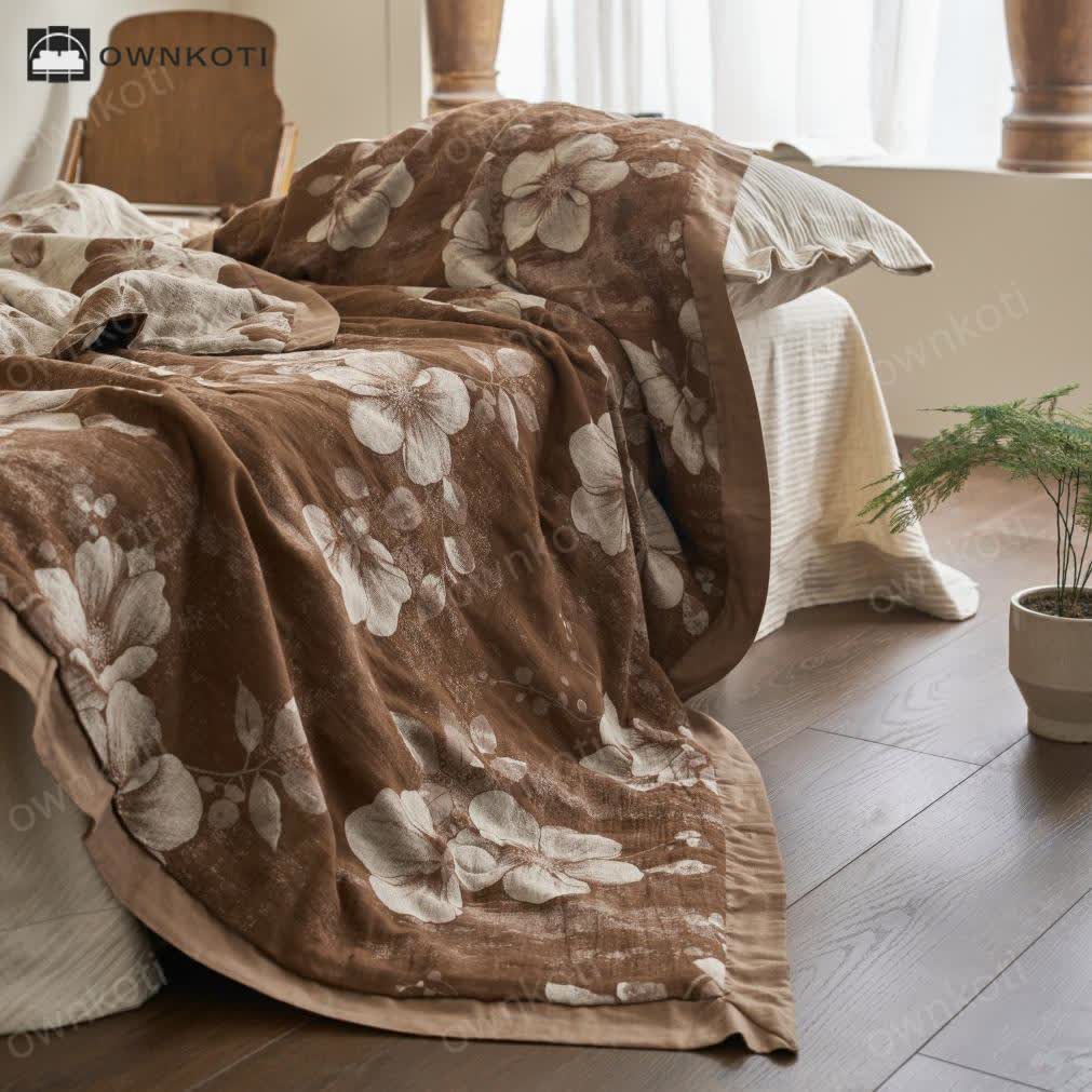 Cotton Gauze Jacquard Floral Retro Quilt