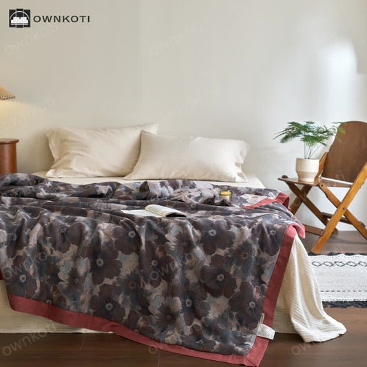 Jacquard Floral Cotton Gauze Retro Soft Quilt