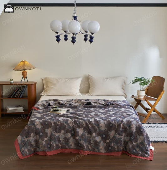 Jacquard Floral Cotton Gauze Retro Soft Quilt