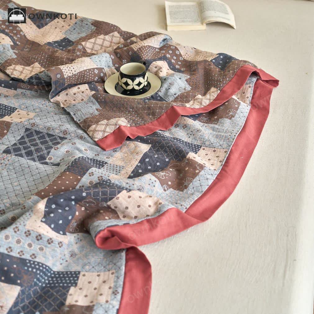 Patchwork Patterned Cotton Gauze Lightweight Quilt