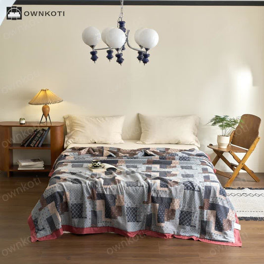 Patchwork Patterned Cotton Gauze Lightweight Quilt