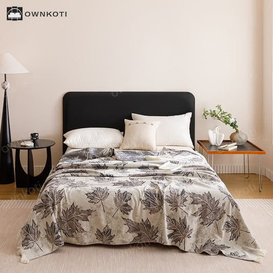 Cotton Gauze Tassel Maple Leaf Quilt