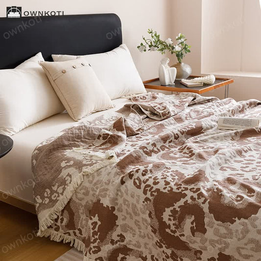 Vintage Cotton Gauze Tassel Reversible Quilt