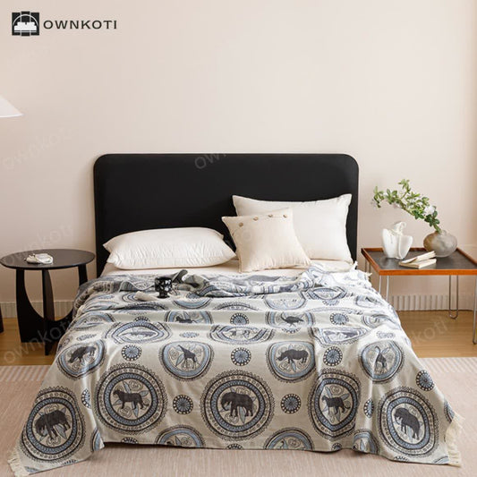 Vintage Four Layers Gauze Tassel Quilt