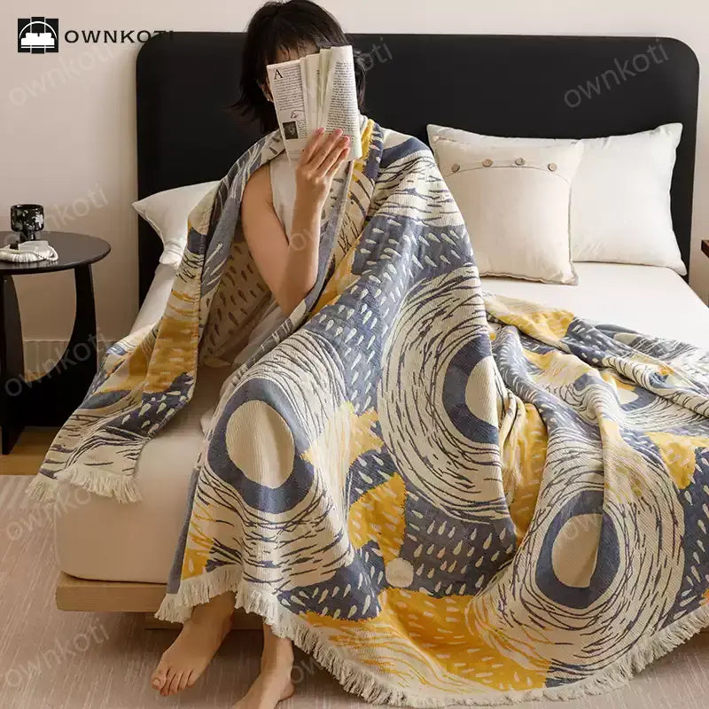Four Layers Cotton Gauze Tassel Soft Quilt