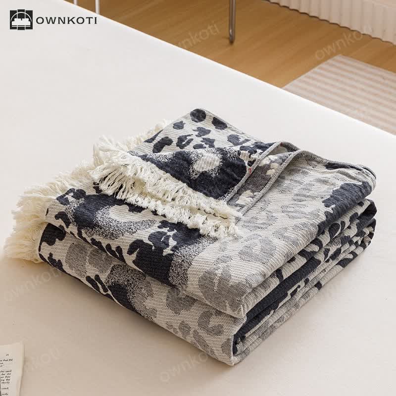 Vintage Cotton Gauze Tassel Reversible Quilt