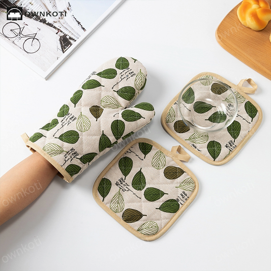 Cotton Linen High Heat Resistant Cooking Oven Mitt