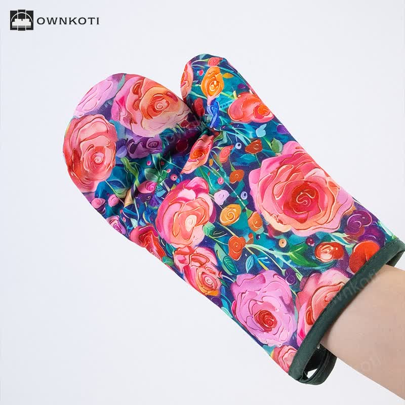 Floral Waterproof Anti-scalding Cooking Oven Mitt