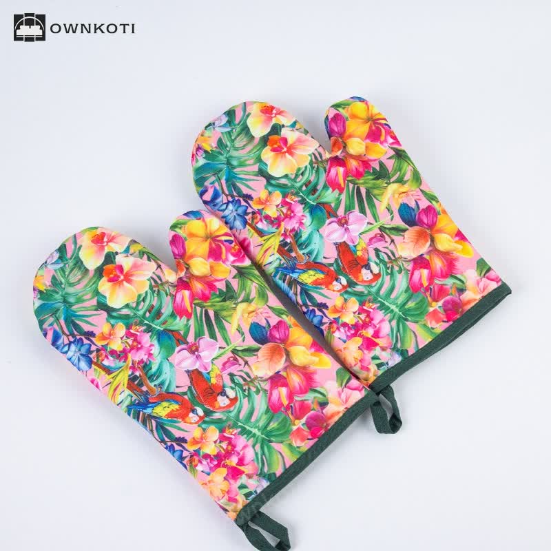 Floral Waterproof Anti-scalding Cooking Oven Mitt