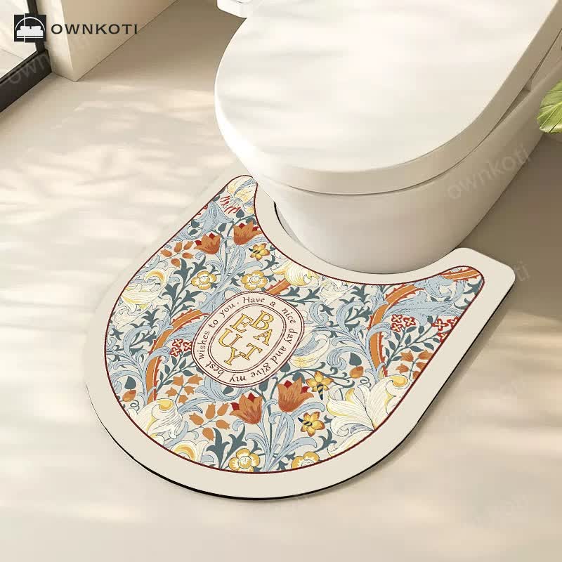 Luxury Floral Plant Diatom Mud Anti-slip Bath Mat