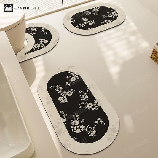 Vintage Floral Diatom Mud Anti-slip Bath Mat