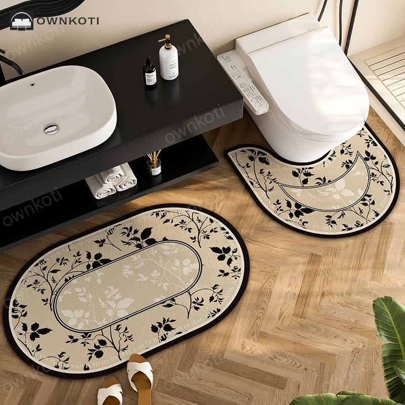 Vintage Floral Diatom Mud Anti-slip Bath Mat