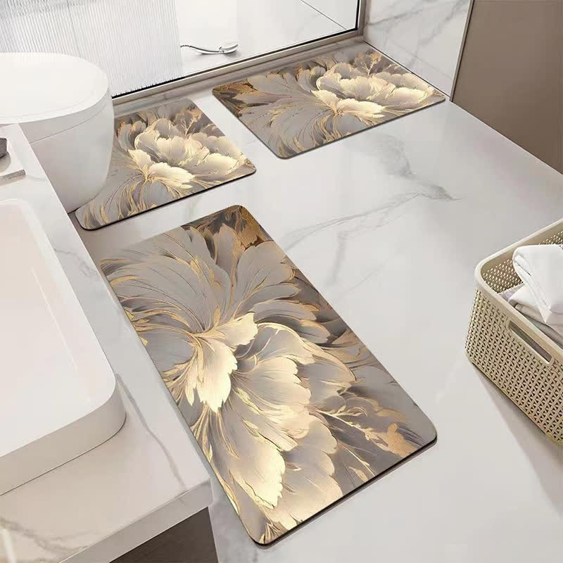 Luxury Floral Absorbent Non-slip Bathroom Mat - U-Shaped - D - 19" x 21" - image 4