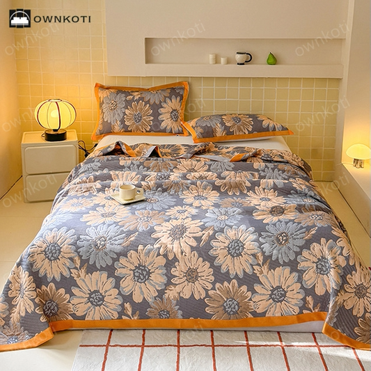 Retro Flower Cotton Gauze Lightweight Quilt