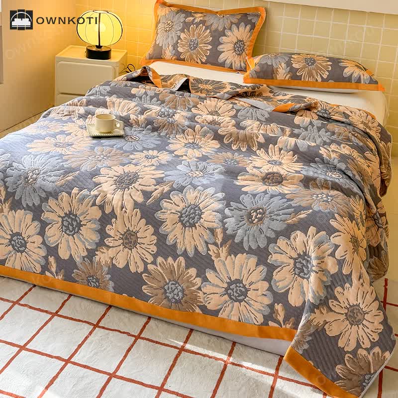 Retro Flower Cotton Gauze Lightweight Quilt
