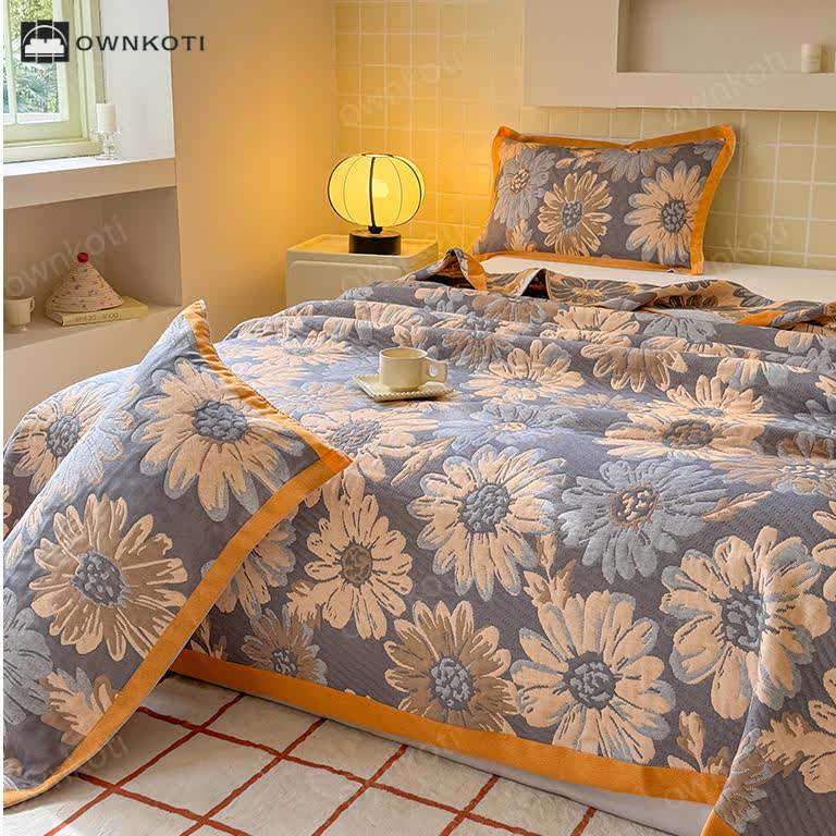 Retro Flower Cotton Gauze Lightweight Quilt