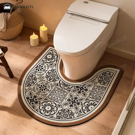 Vintage Floral Plaid Pattern U-Shaped Anti-slip Bath Mat