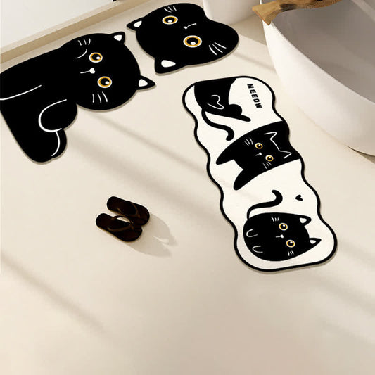 Cute Cartoon Shape Cat Diatom Mud Anti-slip Bath Mat