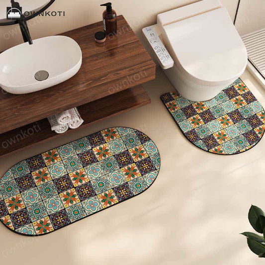 Colorful Retro Diatom Mud Anti-slip Bath Mat